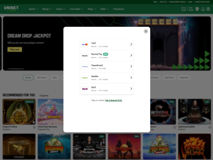 Unibet Casino 09.12.2025. Bank