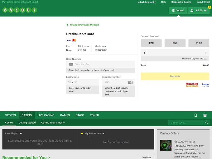 Unibet bank 