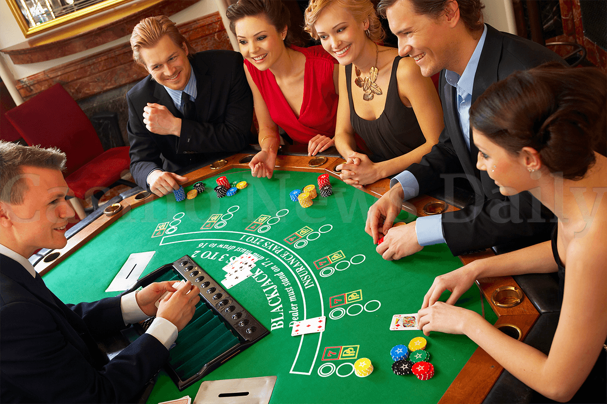 People Playing Blackjack in Casino