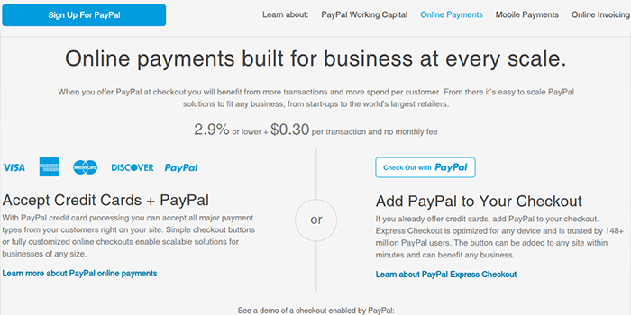 Screenshot of PayPal Fees and Taxes Page