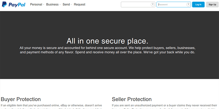 Screenshot of PayPal Security Page
