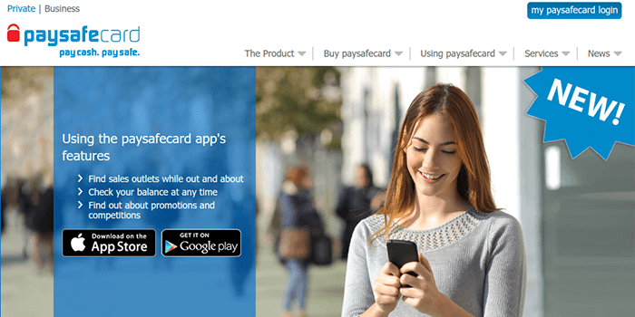 Screenshot of PaySafeCard smartphone application information page