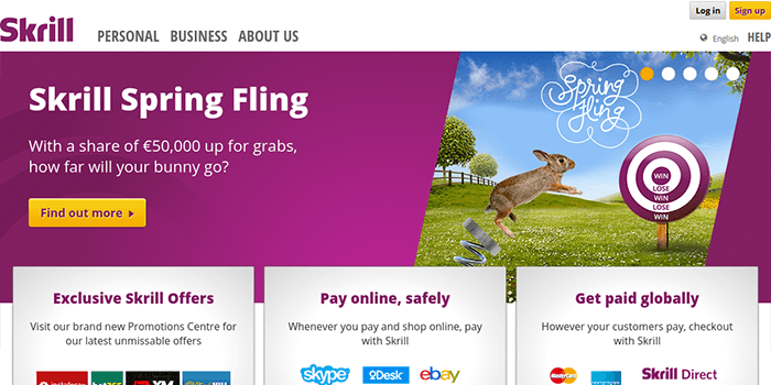 Screenshot of Skrill Home Page