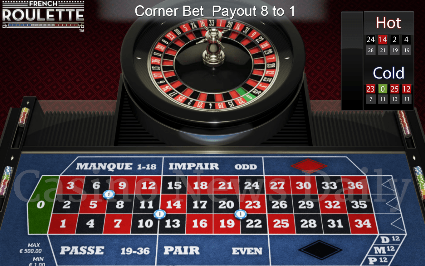 French Roulette Corner Bet 8 to 1