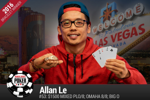 Allan Le vince il 2016 WSOP $1.500 Mixed Omaha